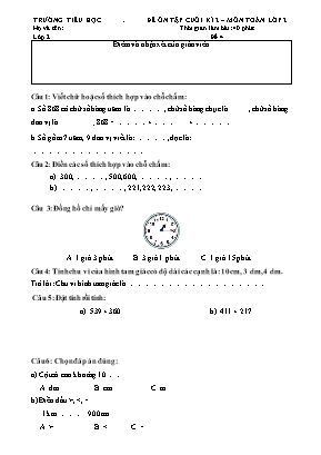 Đề ôn tập Cuối học kì II môn Toán Lớp 2 - Đề số 4 (Có đáp án)